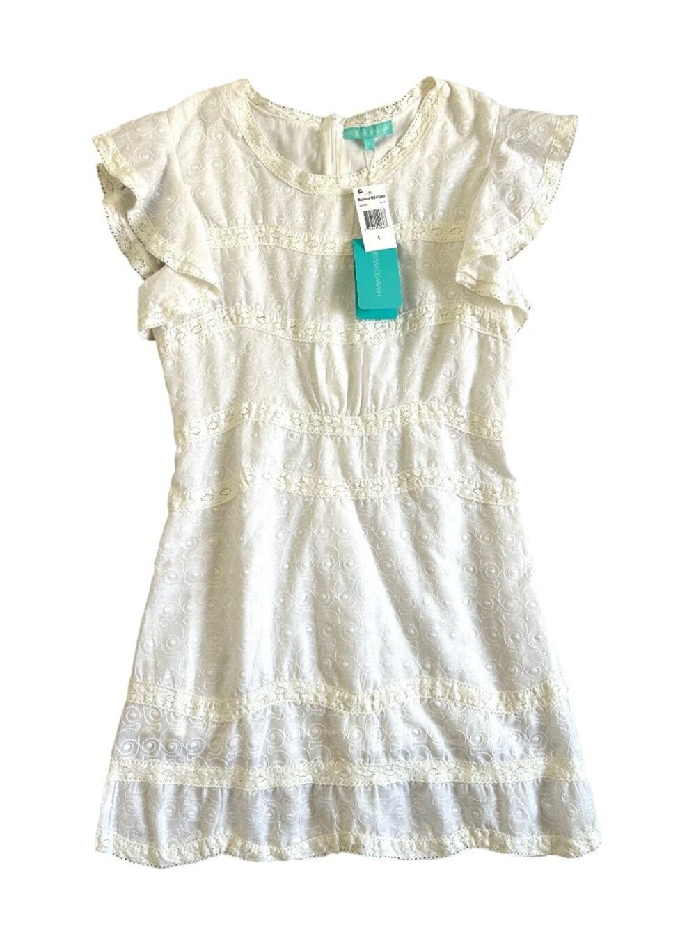 Melissa Odabash Women's Sz Large Meghan White Eyelet Lace Dress